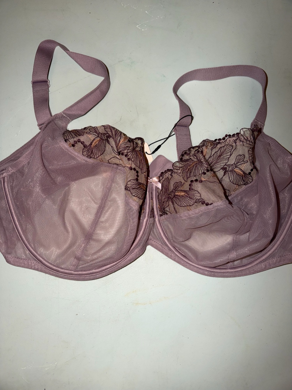 Understance NEW Lace Bra Penny Flexwire Unpadded Balconette 40I Elderberry Mesh